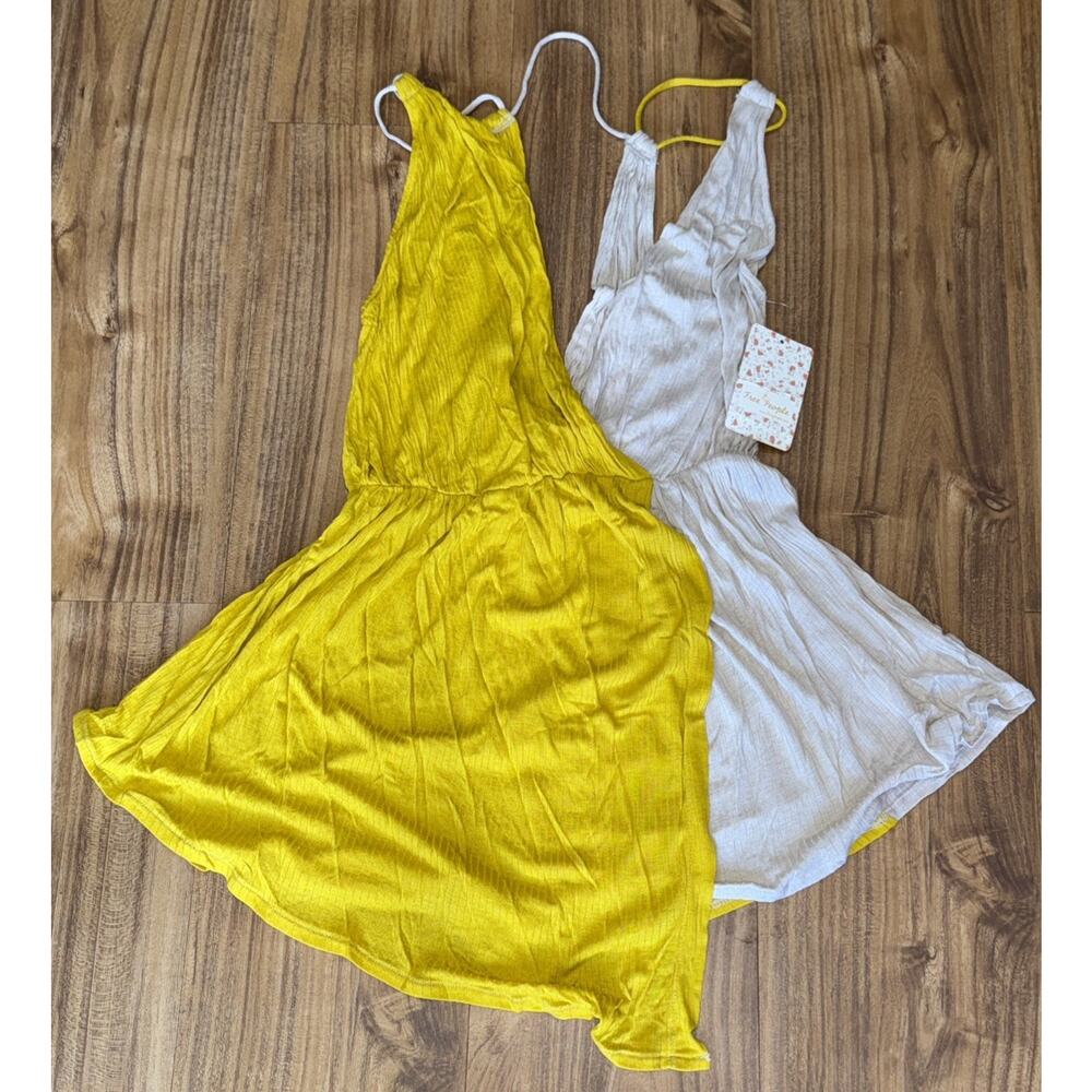 NWT Free People Last Night Ribbed Tank Gold Sunglow Combo Small NEW - Picture 6 of 8